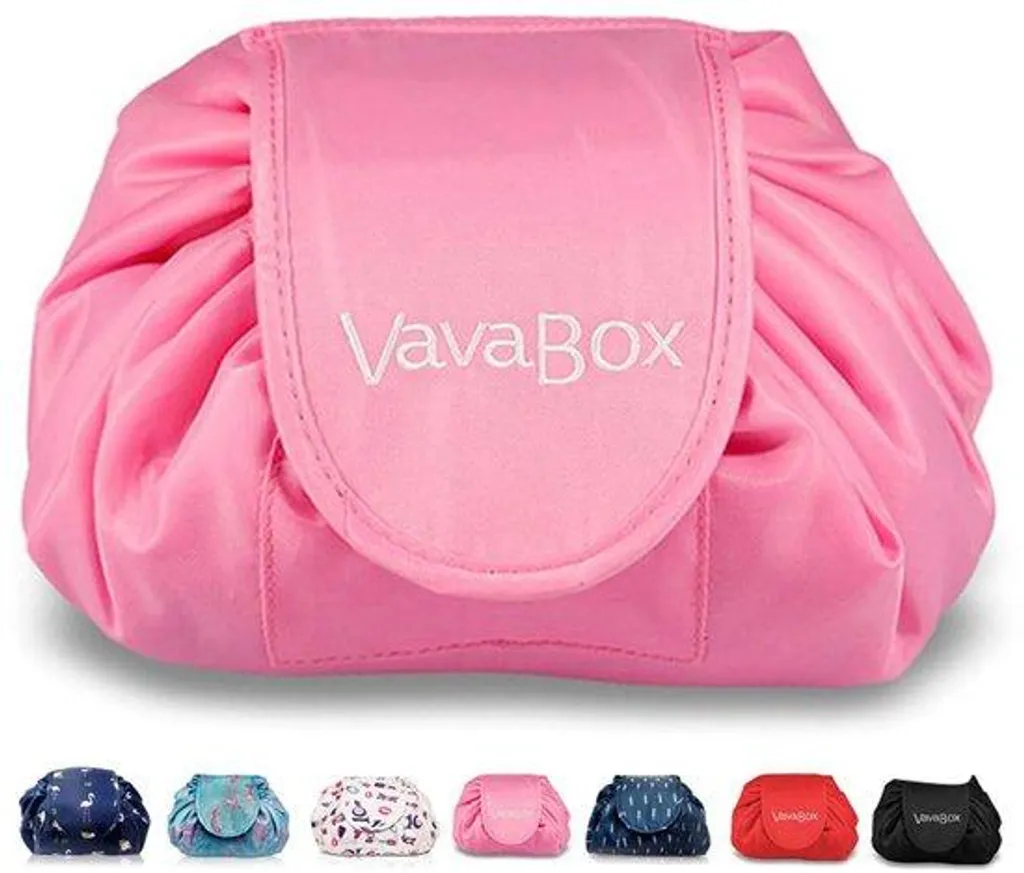 Trousse maquillage voyage rose à poignée pour transporter ses produits