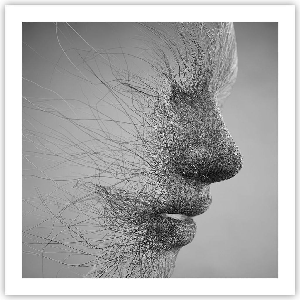 Poster - Poster ohne Rahmen - Gesicht Grafiken Fäden - 60x60 cm - Wand Bild - Wanddeko - Wandbilder - Kunstposter - Wandposter - Bilder - Kunstdru...