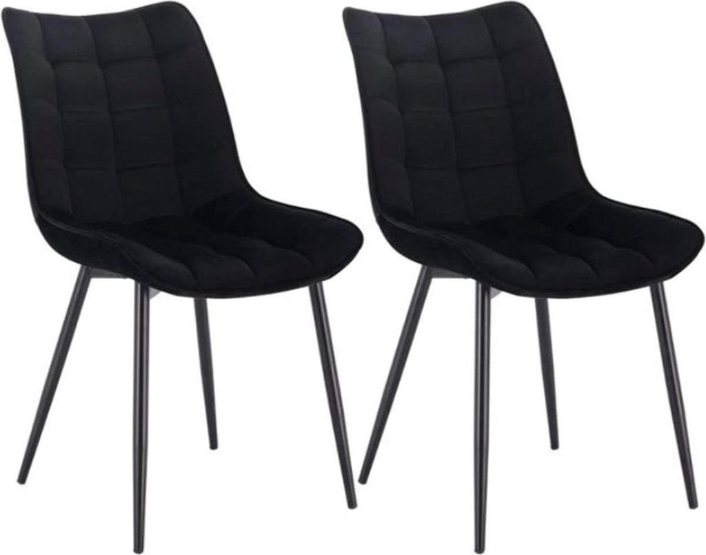 Esszimmerstühle - Schwarz Samt - Kuipstühle - 2er Set