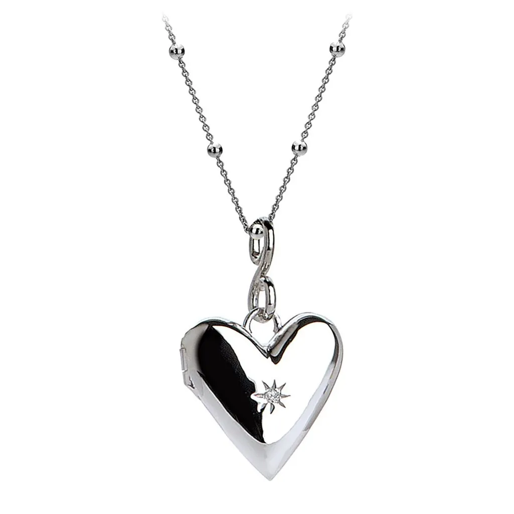 Hot Diamonds DP142 Collier Médaillon Coeur en Argent et Diamant Véritable