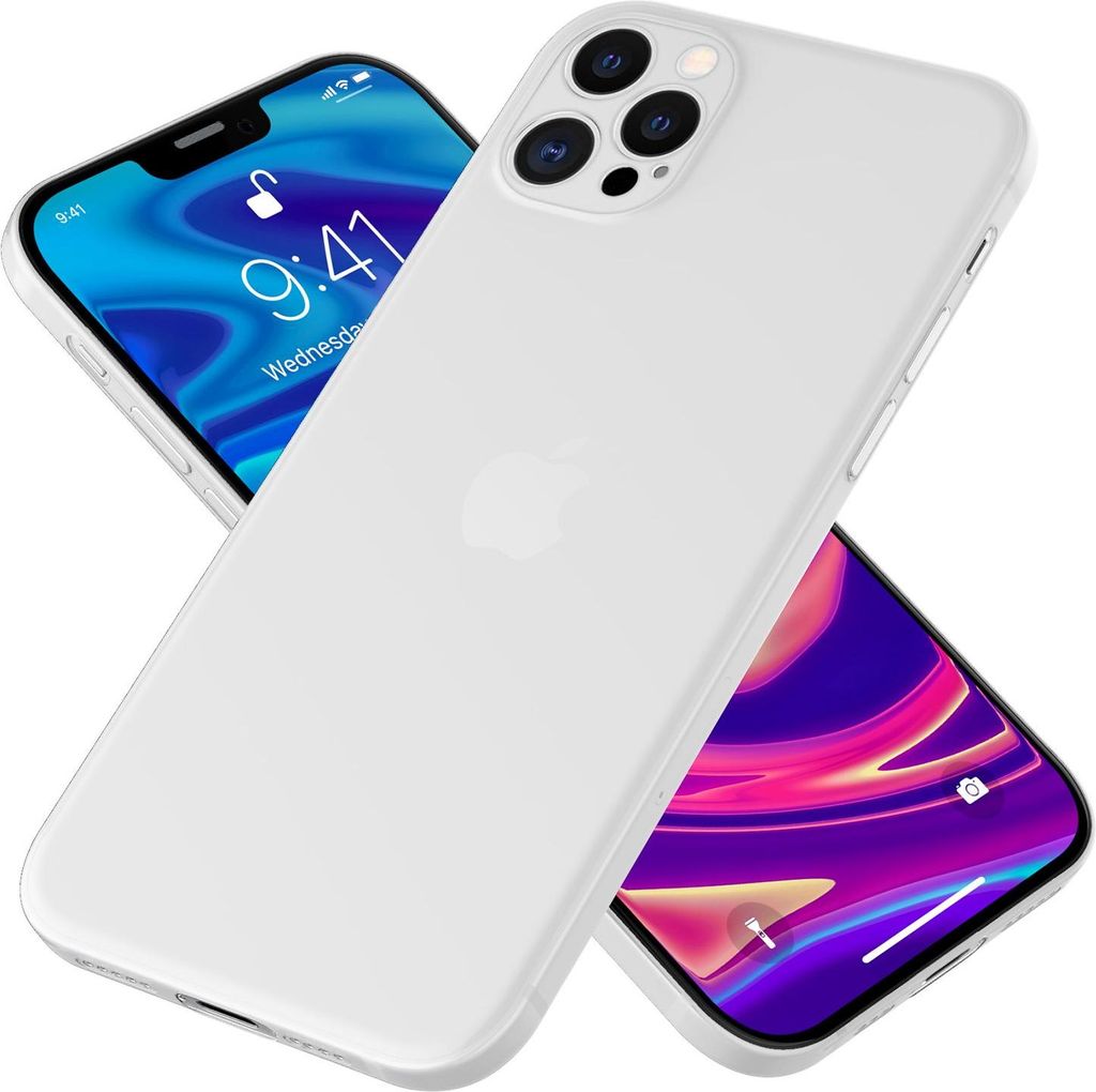 NALIA Extra Dünn Hard Case für iPhone 12 Pro, Ultra Slim Handy Hülle Weiß