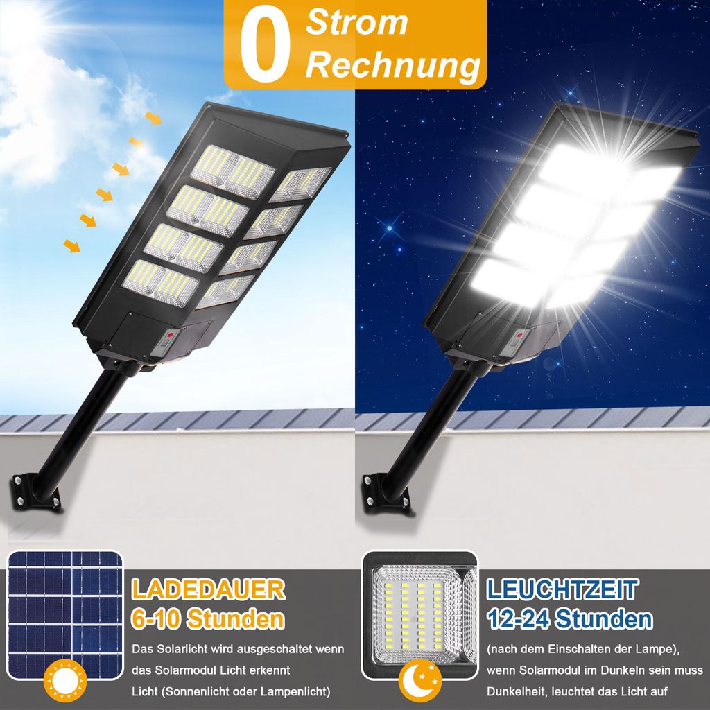 60000lm Straßenlaterne 560 LED Solar Lampe Strahler Produktbild 7