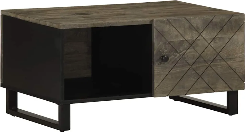 Offerta Tavolino Nero Legno Massiccio Mango 80x50x40 cm - Stock Limitato