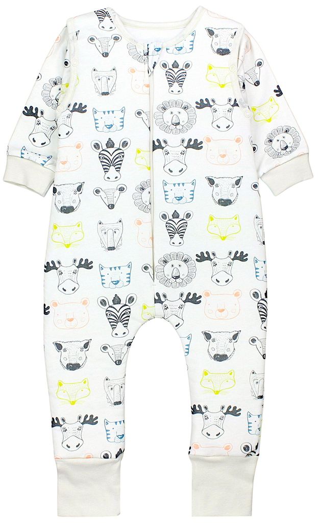 TupTam Baby Schlafsack Baumwolle 2.5 TOG mit Füßen & abnehmbaren Ärmeln, Herbst Winter, warm & atmungsaktiv, Farbe: Tierköpfe Zeichnung, Größ...