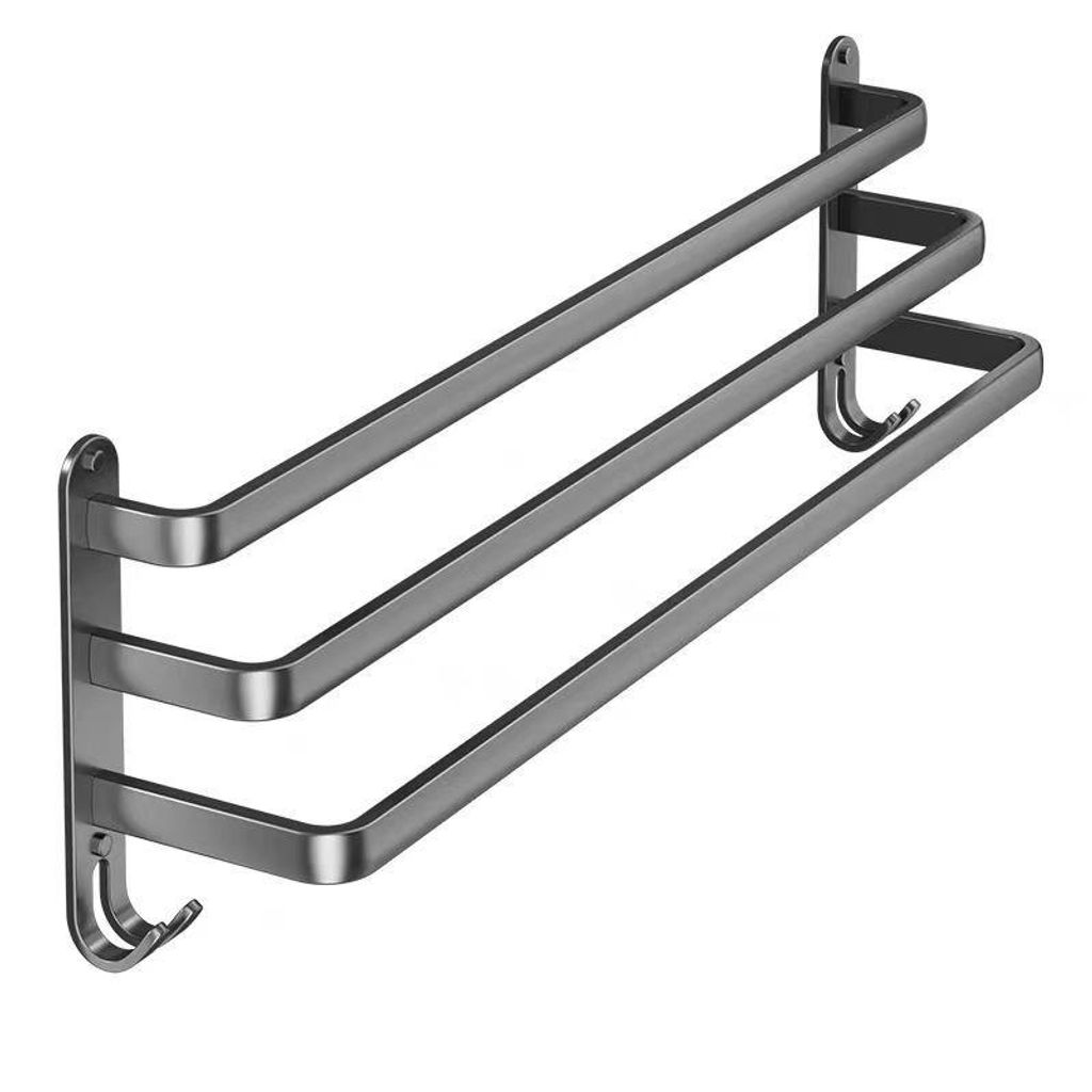 Wandregal aus Aluminium für Bad – Mehrschichtig, verstellbar, rostfrei, ohne Bohren, starke Tragkraft, Dreifachstangen, 50 cm