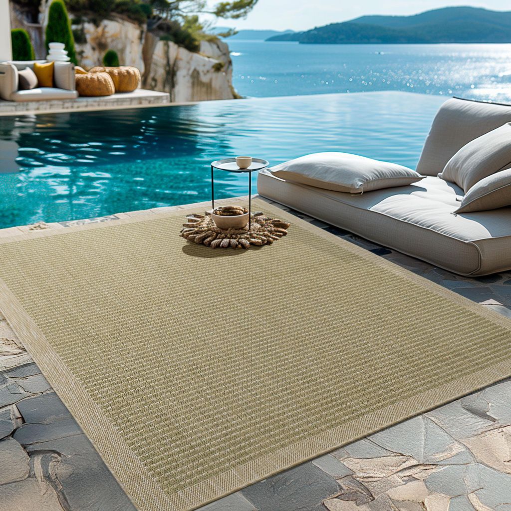 Homebyhome In & Outdoor Teppich Terrasse Balkon Küchenteppich Wetterfest Sisal Optik Flachgewebe Einfarbig mit Struktur, Grösse: 280x370 cm