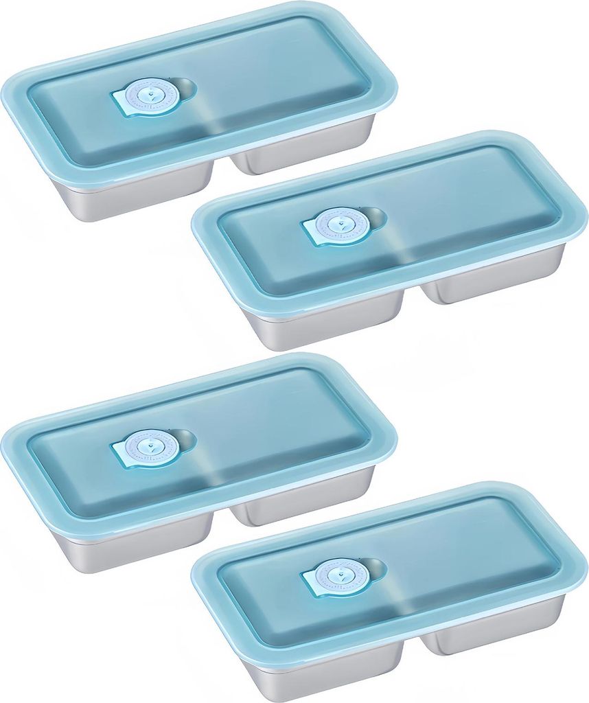 Snackbehälter aus Edelstahl, auslaufsicher, 2 Fächer, Dip-Behälter, wiederverwendbare Gewürzbehälter mit Deckel, Lunchbox aus Metall für Snac...