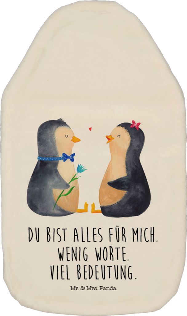 Mr. & Mrs. Panda Wärmflasche Pinguin Pärchen - Weiß - Geschenk, Hochzeit, Wärmflaschen, wärmebeutel, Wärmekissen, mit Bezug, Bettflasche, Hoc...