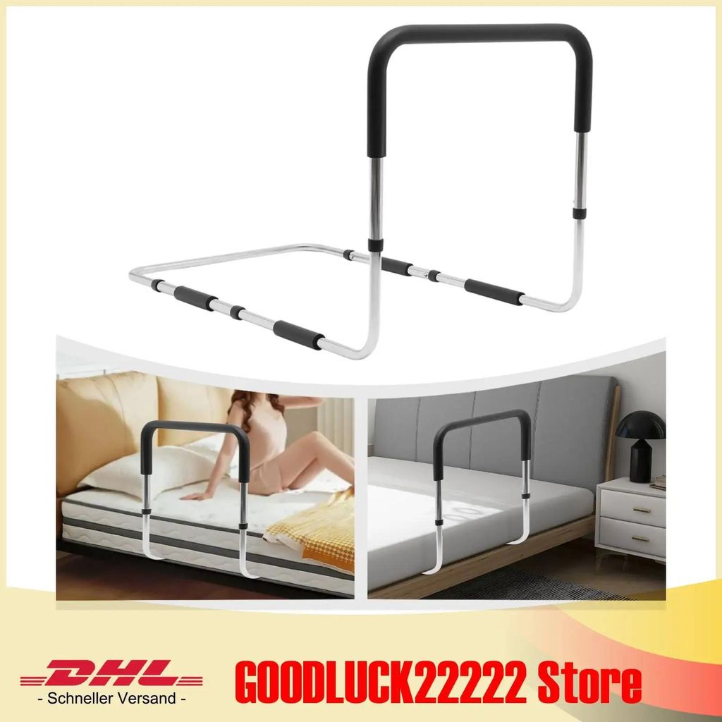 Bettgitter für Senioren - Bett-Aufstehhilfe - Höhenverstellbar - Sturzschutz am Bett - Stabiler Stahl - Passend für King/Queen/Full-Betten - Sch...