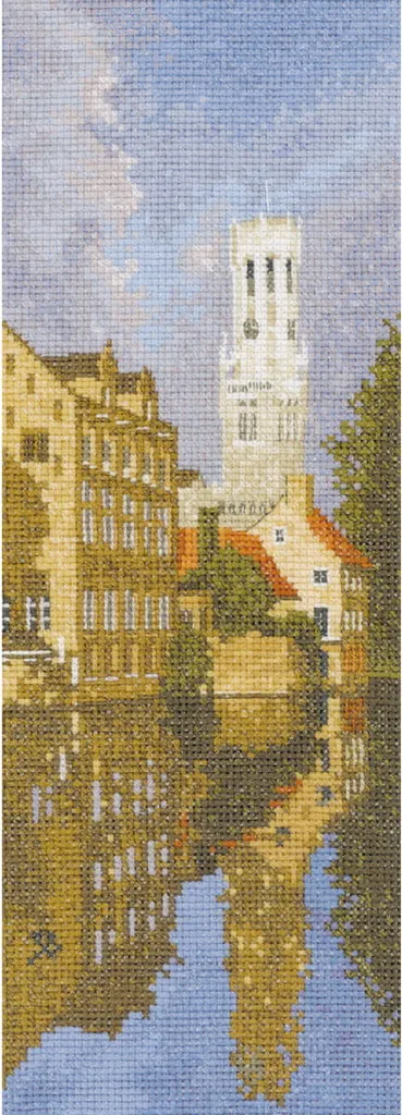 Set de broderie point de croix compté Heritage paysage Bruges 31x11cm