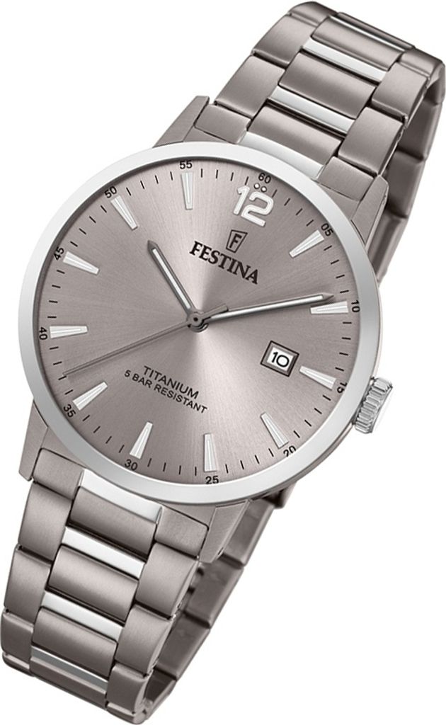 Festina Herren Uhr Klassik F20435/2 Titan Analog Armband-Uhr silber UF20435/2