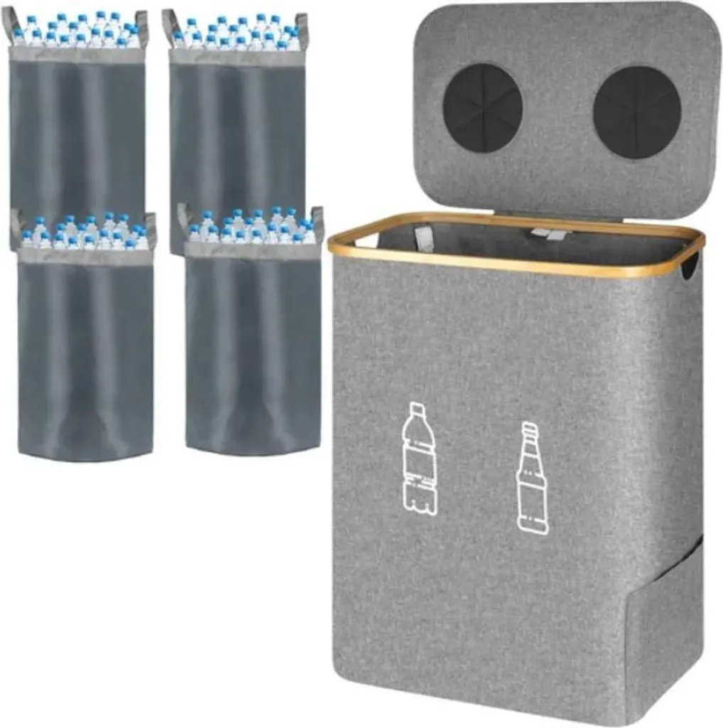 Poubelle de recyclage 160L étanche avec couvercle et sac réutilisable