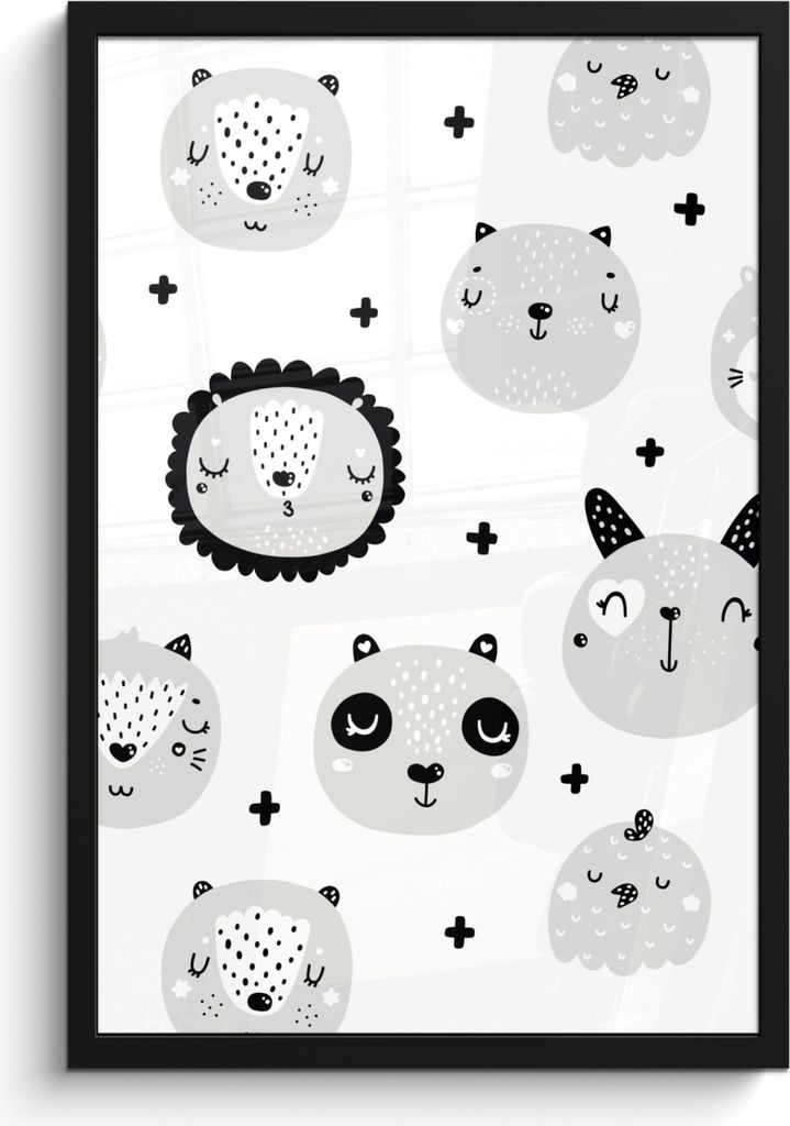 MuchoWow MuchoWow Gerahmtes Poster Tiere - Kinder - Löwe - Jungen - Mädchen - Baby - Kind 40x60 cm - Poster mit zchwarzem Bilderrahmen - Papi...