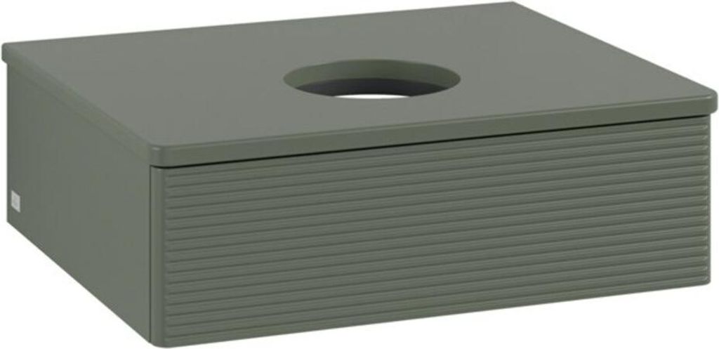 V&B Waschtischunterschrank mit Frontstruktur -Beleuchtung Antao 60x19x50cm, WBP Lac, lea gre. m Lac