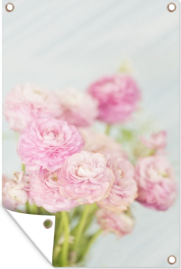 MuchoWow 60x90 cm Outdoor-Poster Gartendeko Sichtschutz Garten Poster für den Garten Hellrosa Butterblumen im Frühling