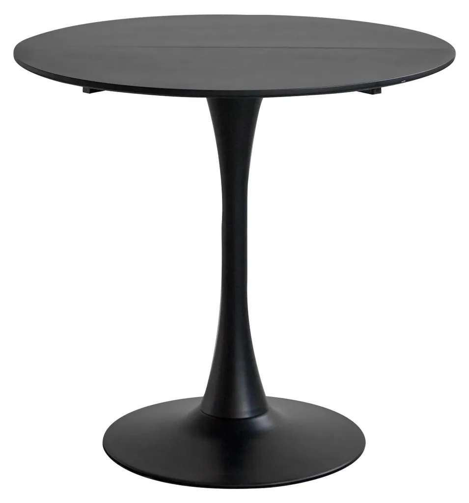 Table Gina style minimaliste Ø 80 cm - Plateau noir et pieds en bois