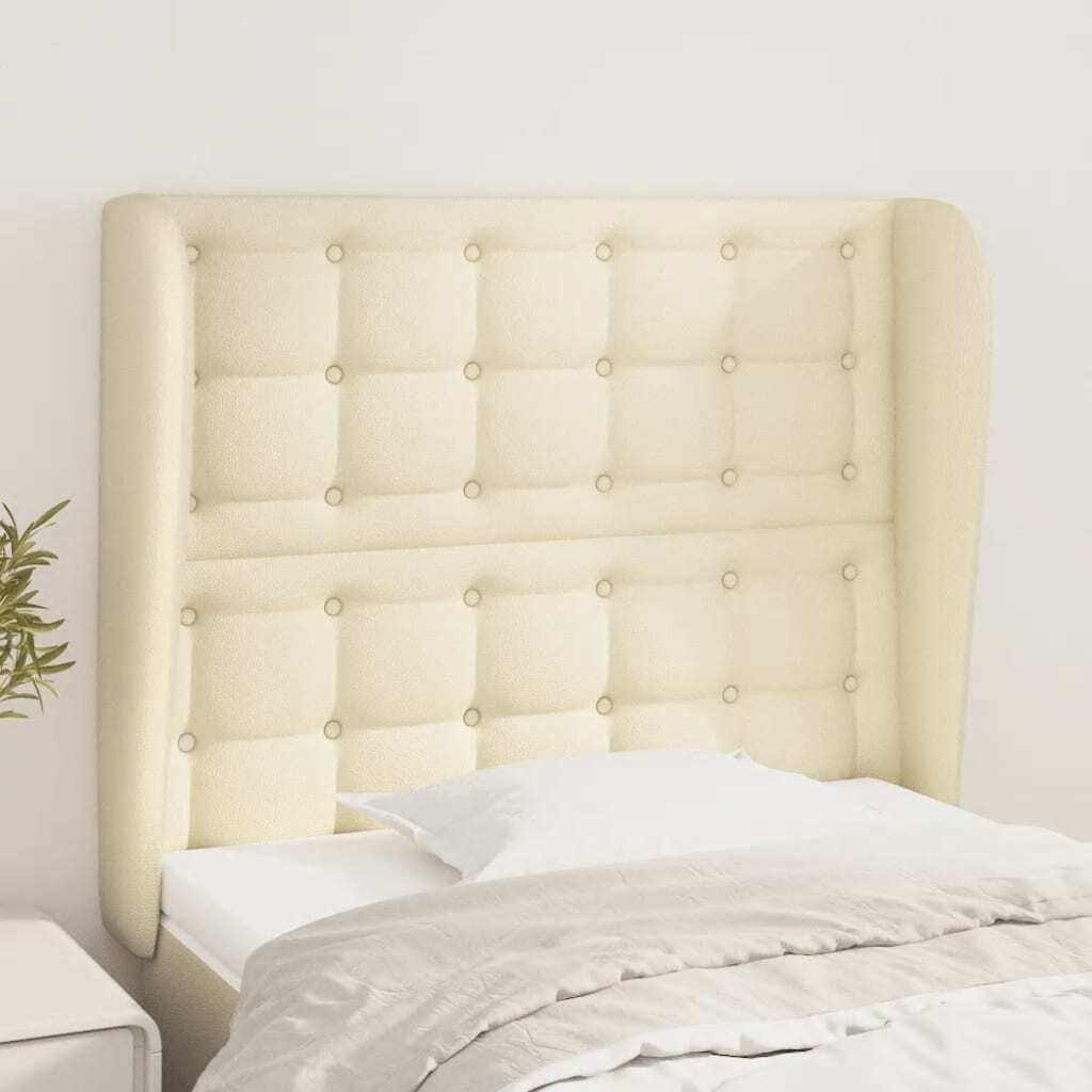 Möbel Kopfteil mit Ohren Creme 103x23x118/128 cm Kunstleder - Kopfteile 3118042