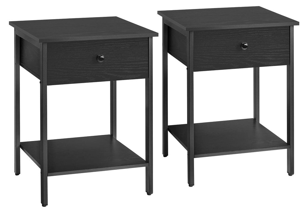 Nachttisch - Beistelltisch - Modernes Design - Höhe 55 cm - 1 Schublade - Ohne Rollen - Schwarz