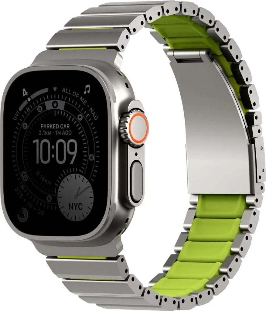 Bracelet Uniq Strova Flex pour Apple Watch Ultra 2 49mm Argent Citron vert
