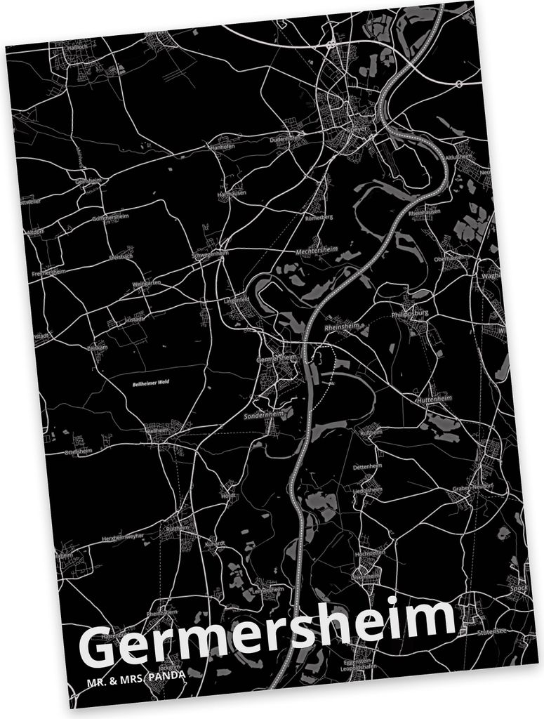 Mr. & Mrs. Panda Postkarte Germersheim - Geschenk, Stadt, kunstkarte, Grußkarte, Dorf Karte Landkarte Map Stadtplan, Fotokarte, Ansichtskarten, Po...