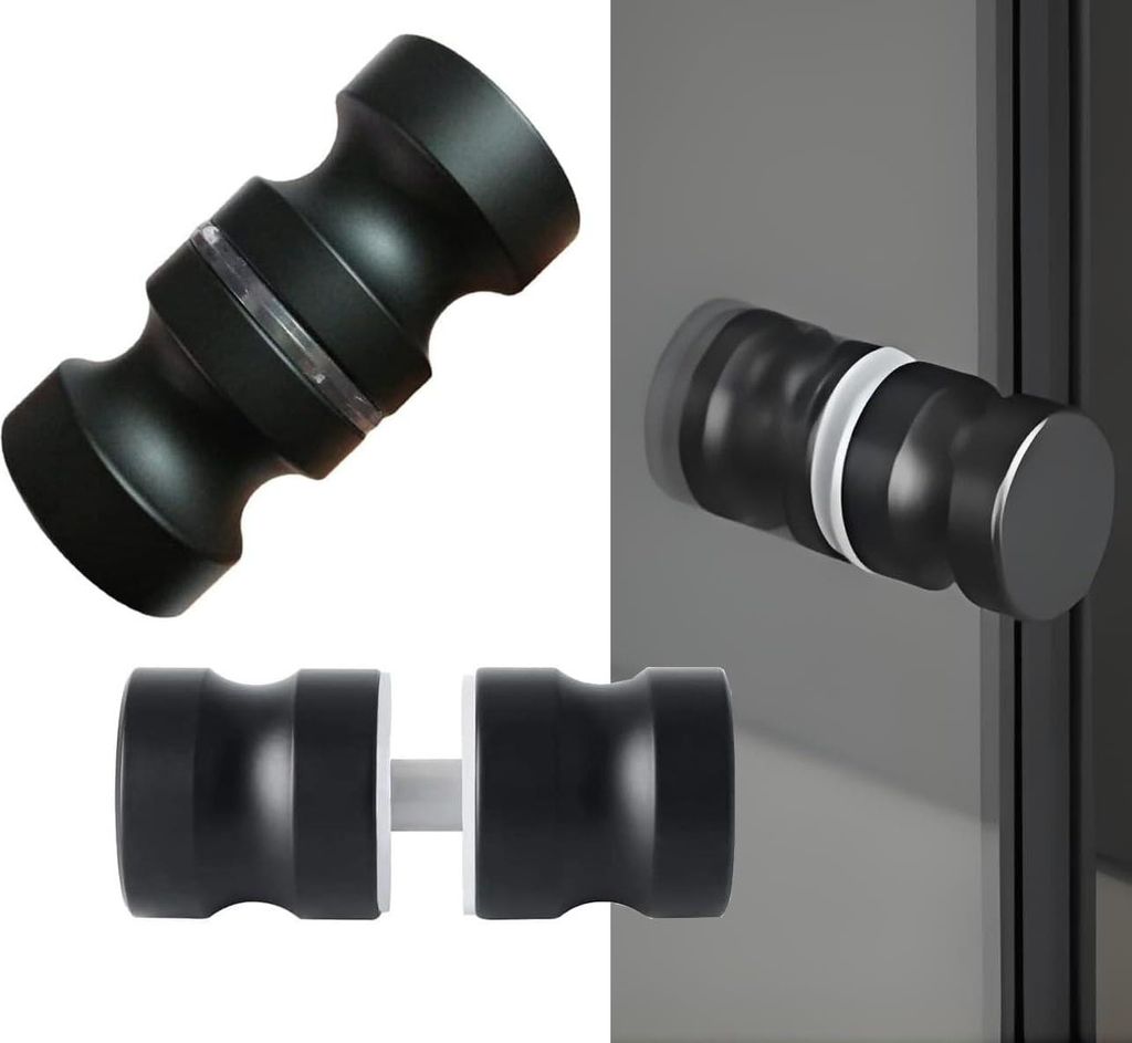 Duschtürknopf - Edelstahl - 2 Stück - Schwarz - 30 x 60 mm