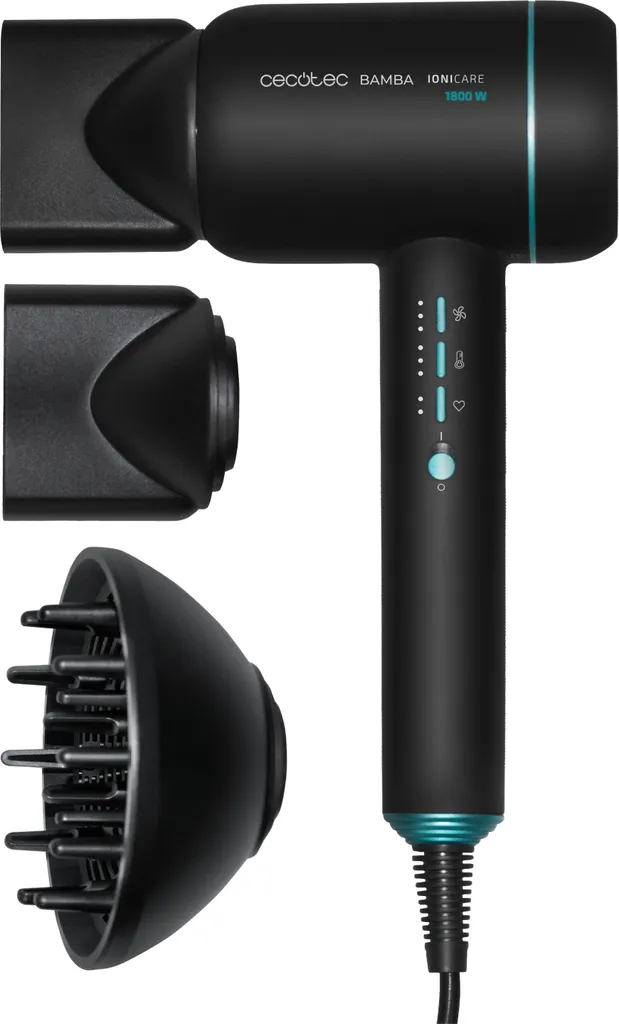 Sèche-cheveux moteur numérique puissant Cecotec Bamba 1800W avec ions