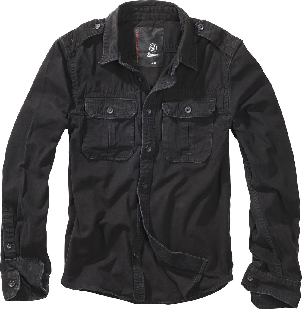 Brandit Vintage Longsleeve Hemd, schwarz, 2XL Produktbild 