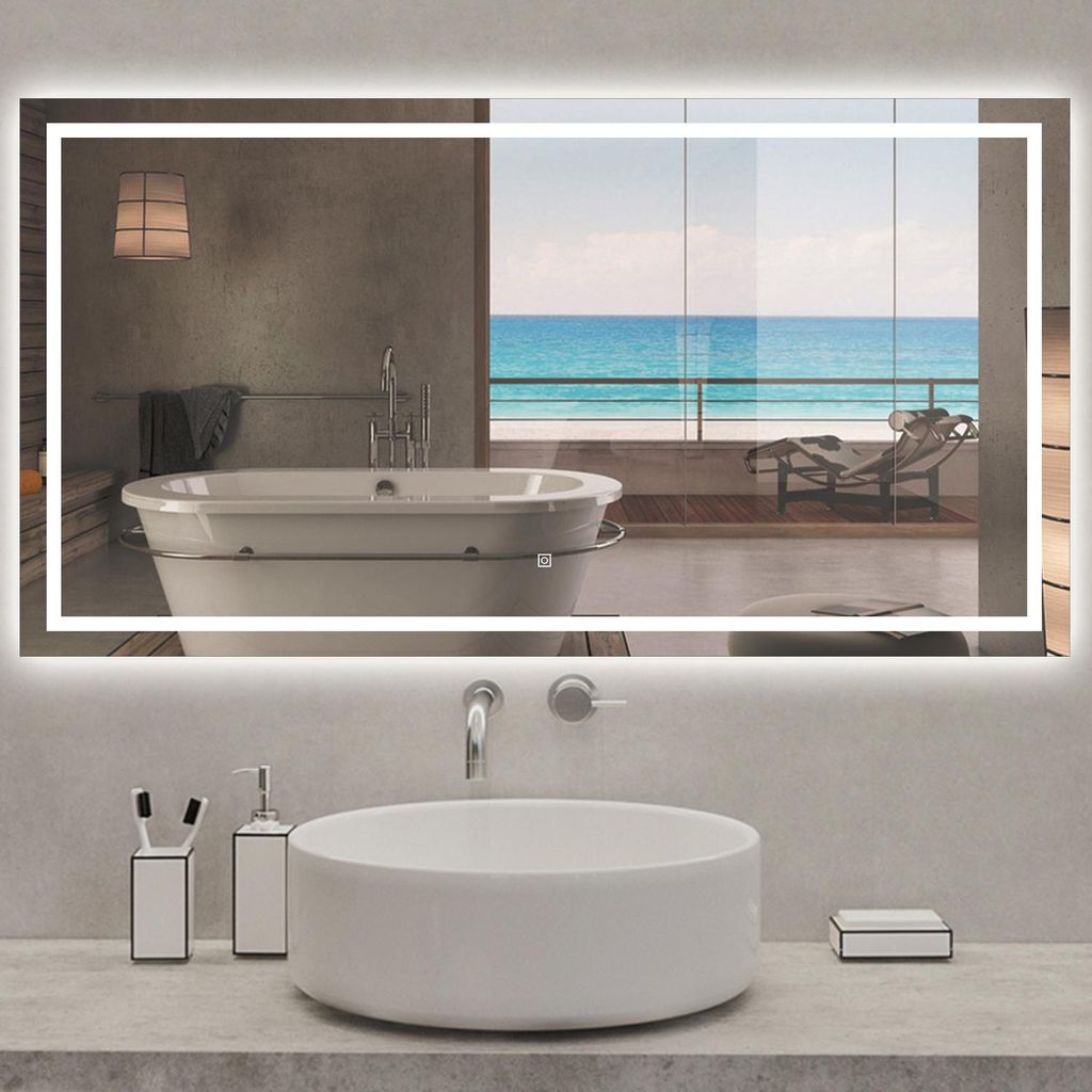 Miroir Salle de Bain LED 160x80cm Rectangulaire, avec Image du produit 