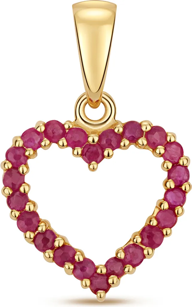 Pendentif Rubis et Or 375/1000, Design Cœur 20mm, Finition Haute Qualité