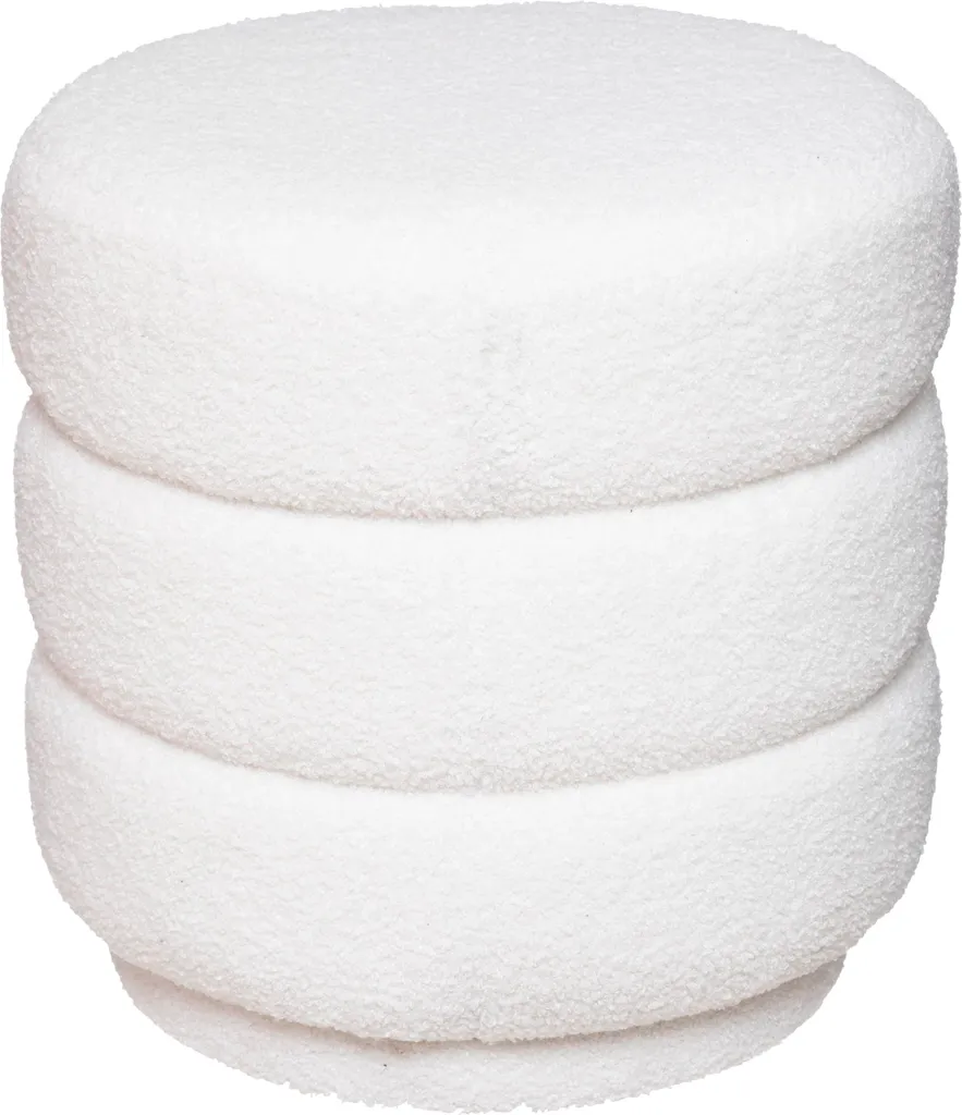 Pouf rond en velours blanc SINAN Ø 40 cm - Assise d'appoint moderne