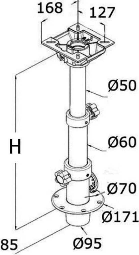 3Fach ausziehbares Tischbein, abnehmbar 290/690 mm , 1 Stück