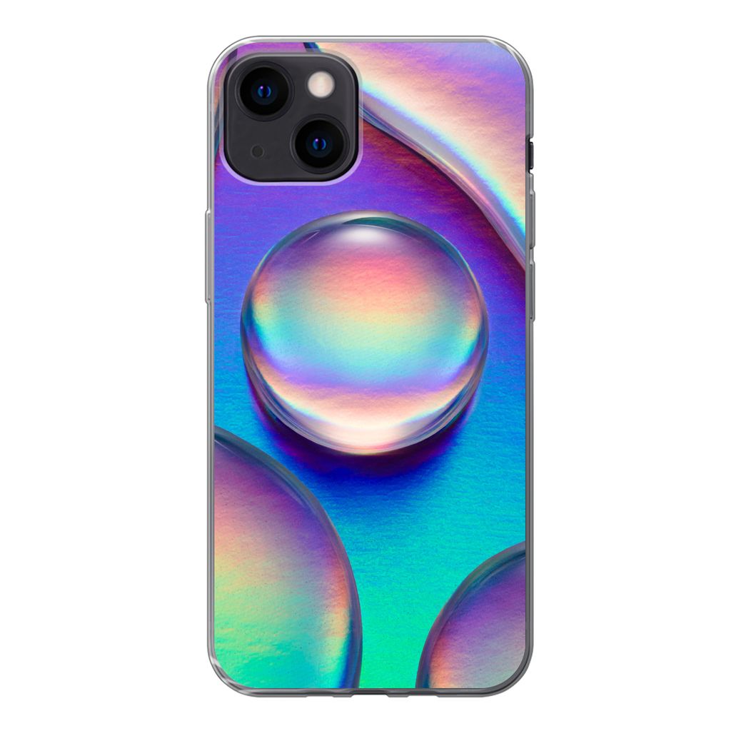 MuchoWow Handyhülle Schutzhülle Hülle für iPhone 13 Wasser - Regenbogen - Abstrakt Silikon Softcase Handy Hülle - Karteninhaber