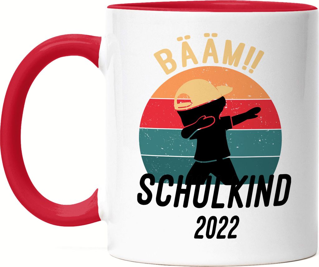 Kinder Bääm! Schulkind 2022 Tasse Rot Einschulung Geschenk Schulanfang Schule Schuleinführung