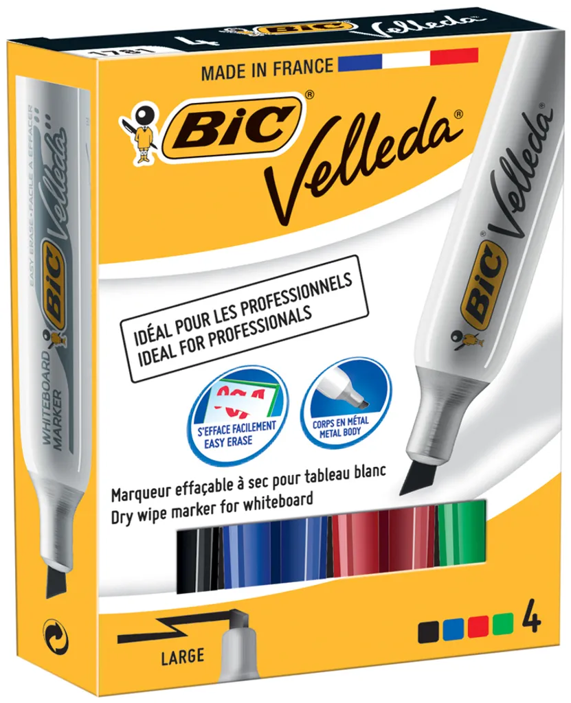 BIC Velleda 1781 - Set 4 Pennarelli Design Punta Scalpello