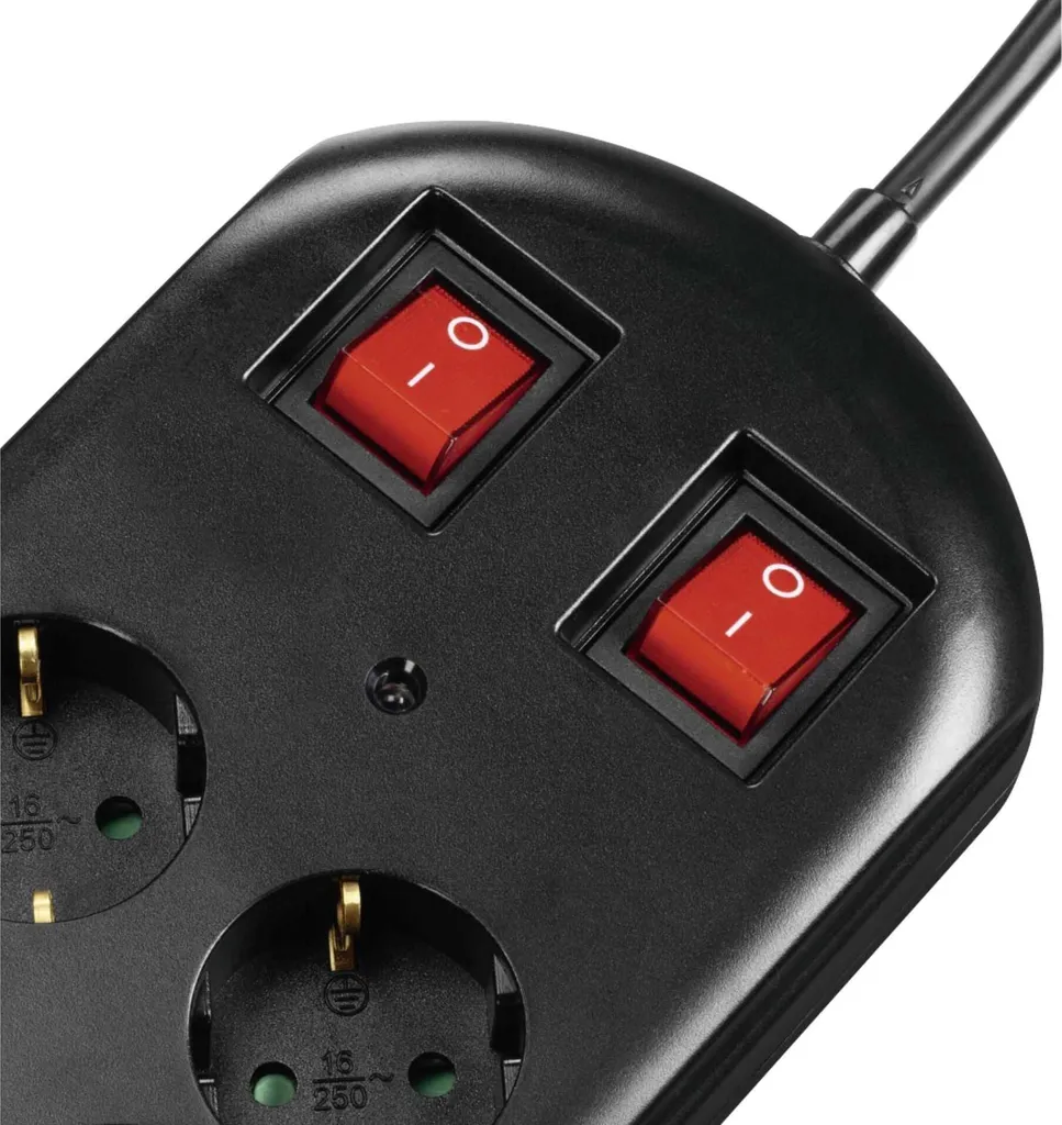 Multiprise 10 prises noire 2 interrupteurs 2m pour stopper la veille - 2
