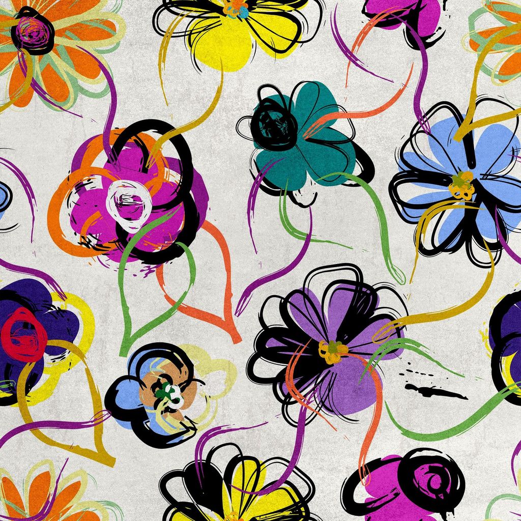 Royal Samt Stoff Polyester Zum Nähen - Motiv gemalte Blumen 2