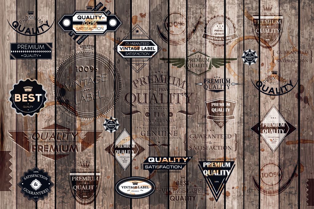 Fototapete - Vintage Labels 375x250cm - Vliestapete