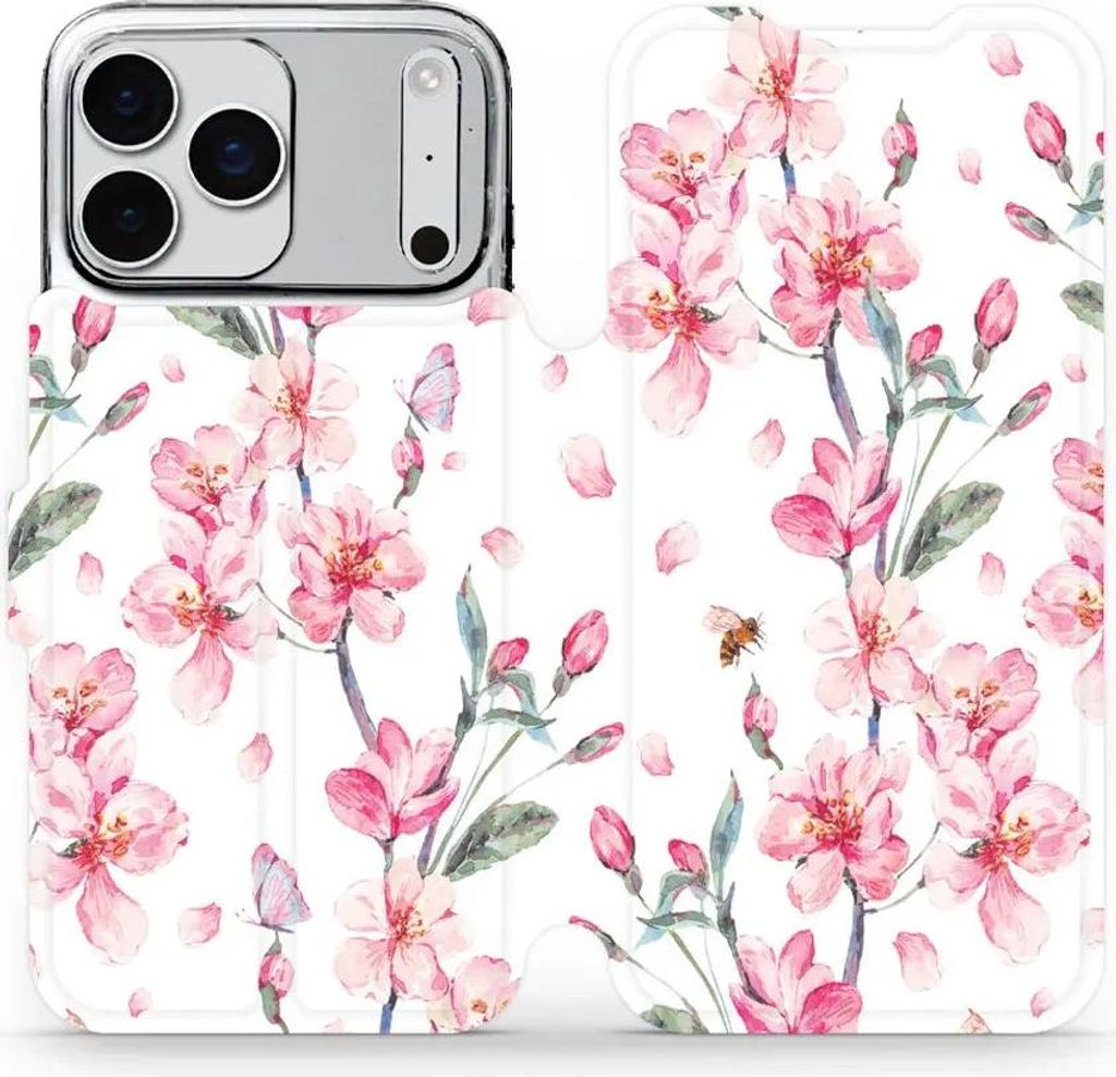 Handyhülle mit klappe für iPhone 17 Pro Max, Mobiwear Book, Rosa Frühling