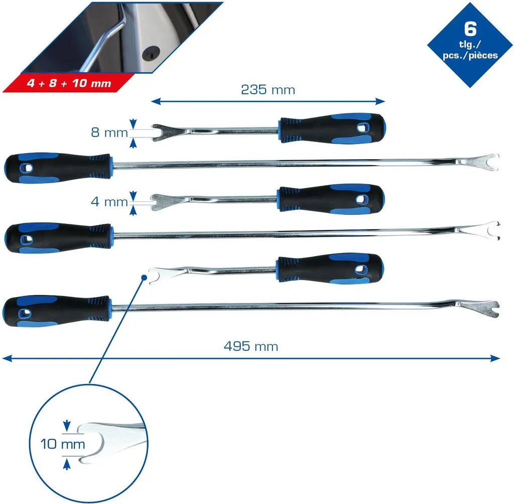 KS TOOLS BT511045 Jeu de 6 outils de dépose pour clips de garniture auto - 4