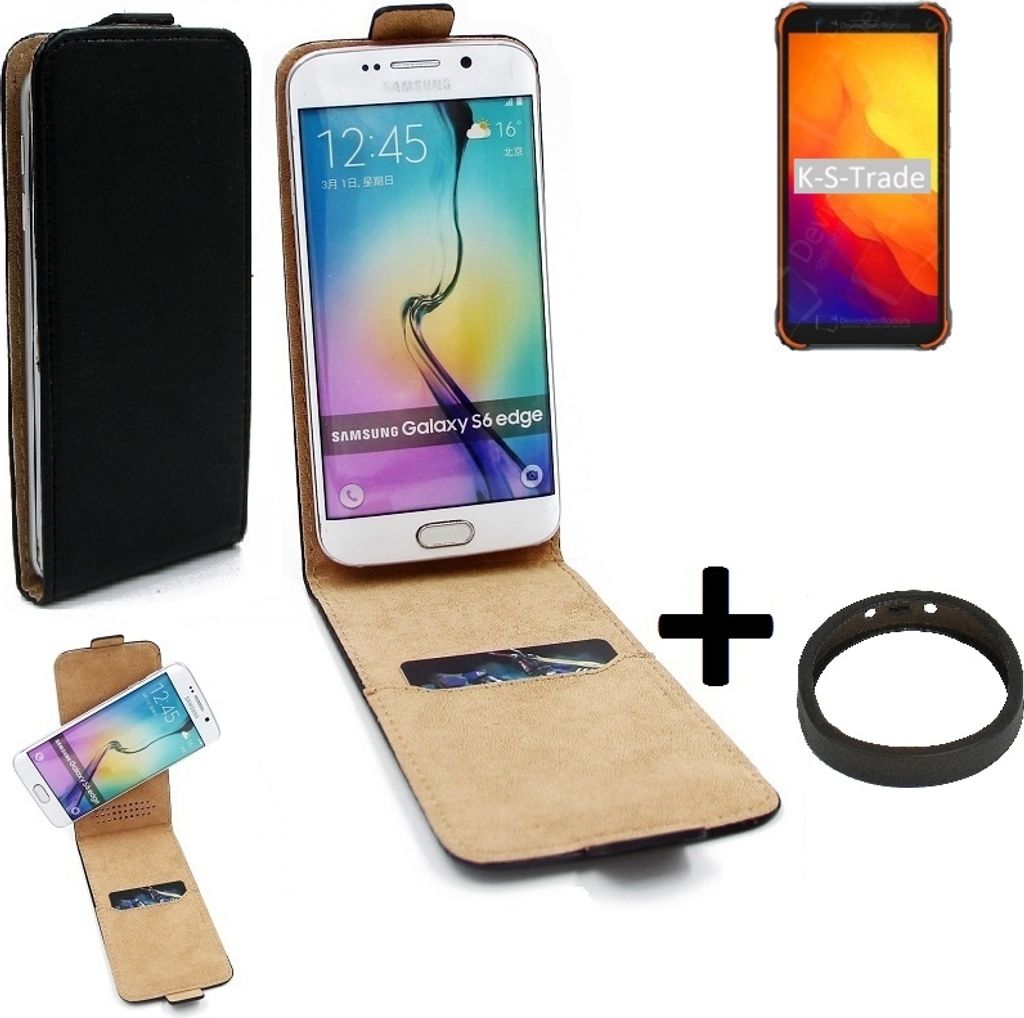 K-S-Trade TOP SET Handyhülle kompatibel mit Blackview BV4900S 360° Flipstyle Schutzhülle Smartphone Tasche schwarz + TPU Bumper, Case Hülle Flip