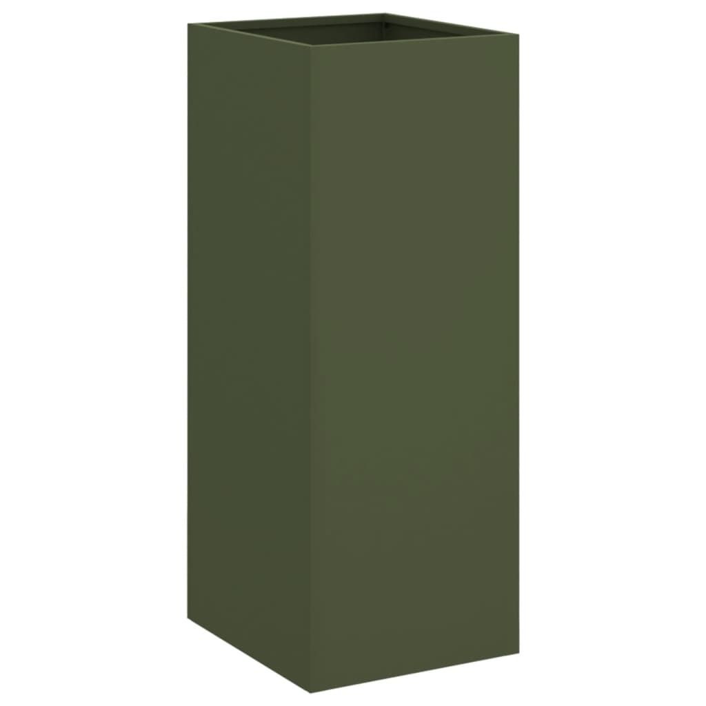 vidaXL Fioriera verde oliva 32x29x75 cm in acciaio Immagine del prodotto 