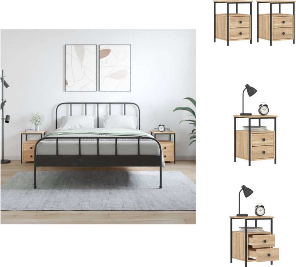 vidaXL Nachttische 2 Stk. Sonoma-Eiche 34x35,5x50 cm Holzwerkstoff - Nachttische
