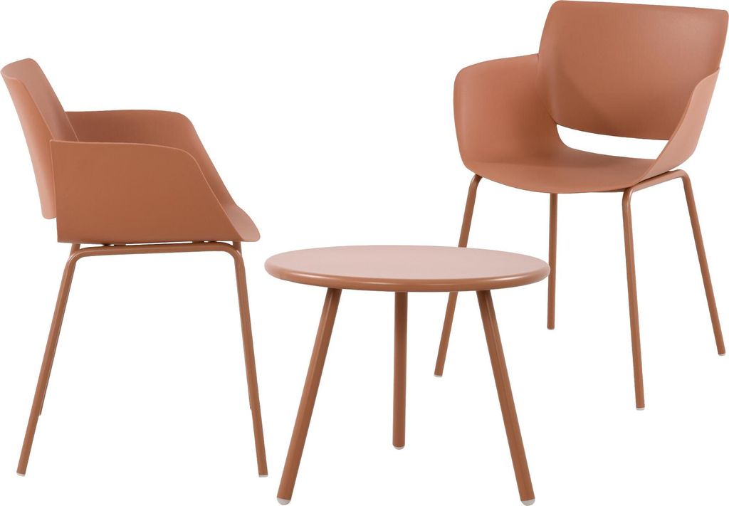 CLP Sitzgruppe Minota Set Tisch Minot Stühle Alpena wetterfest und UV-beständig,terracotta 2 Stühle