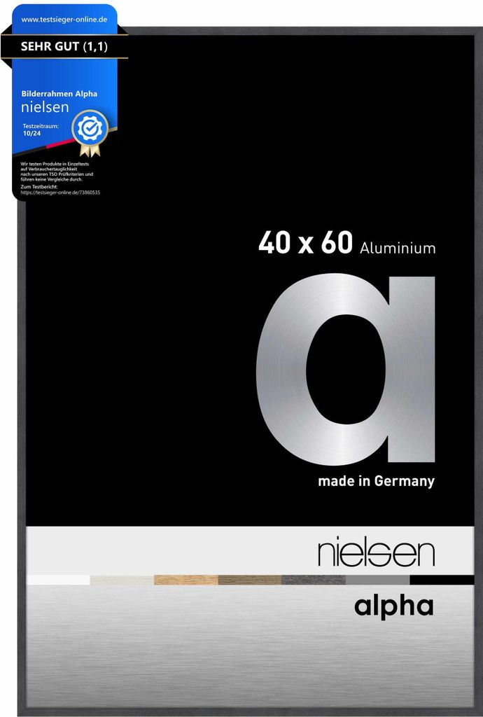 nielsen Aluminium Bilderrahmen Alpha, 40x60 cm, Grau