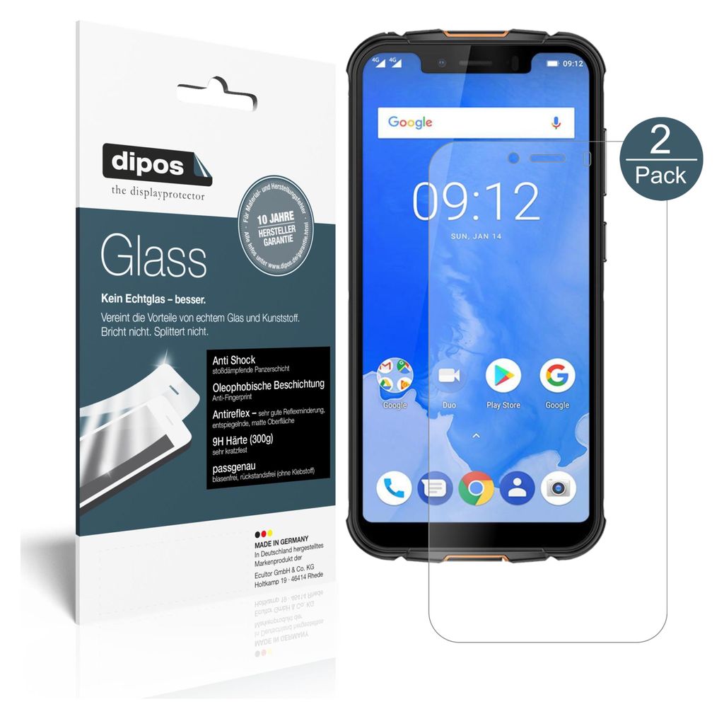 2x Schutzfolie für Ulefone Armor 5 matt - Anti-Shock 9H Folie dipos Glass