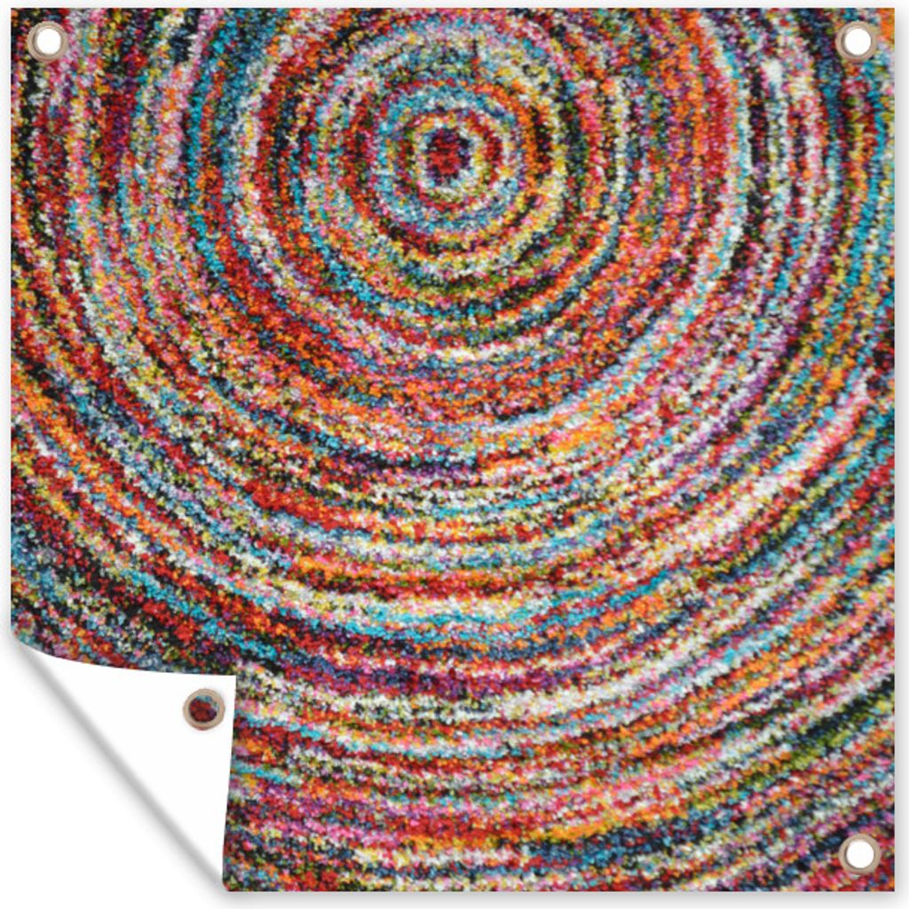 MuchoWow 100x100 cm Outdoor-Poster Gartendeko Sichtschutz Garten Poster für den Garten Kreis - Farben - Teppichboden