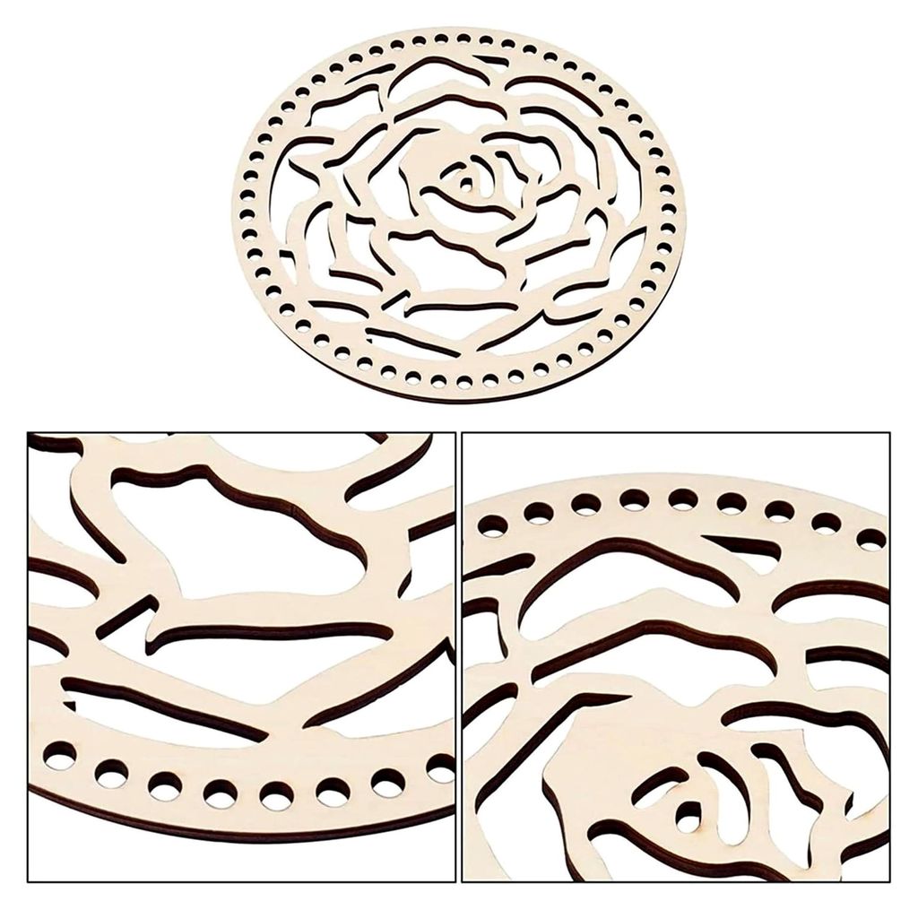 Holzboden für Körbe, 2 Stück, DIY Holzkorbböden, hohler Häkelkorb, Holzsockel für Taschenböden, Basteln, Korbflechten (Farbe 35)