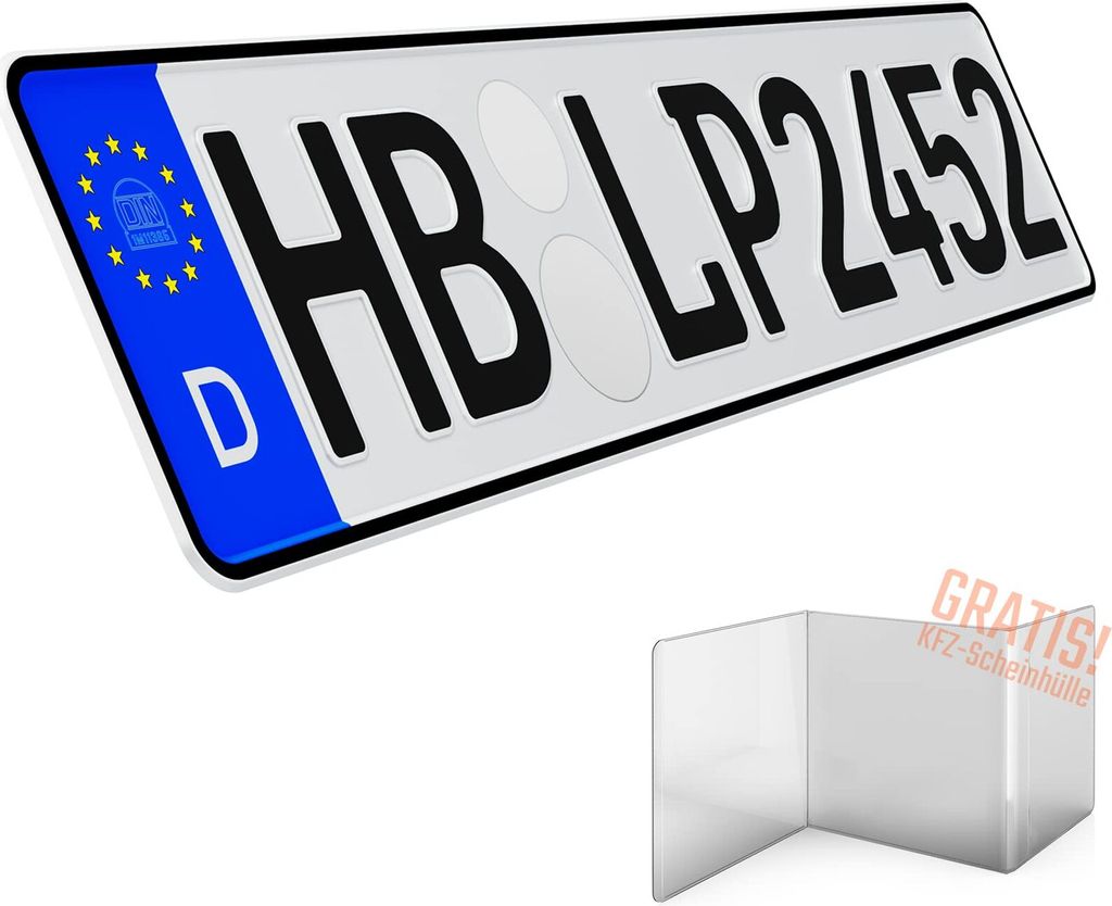 1 Stück 52x11cm Kennzeichen Wunkschkennzeichen DIN- PKW LKW Produktbild 7