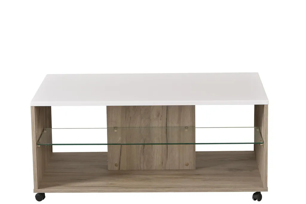 Table basse de salon rectangulaire Becej gris chêne 101 cm chic - 5