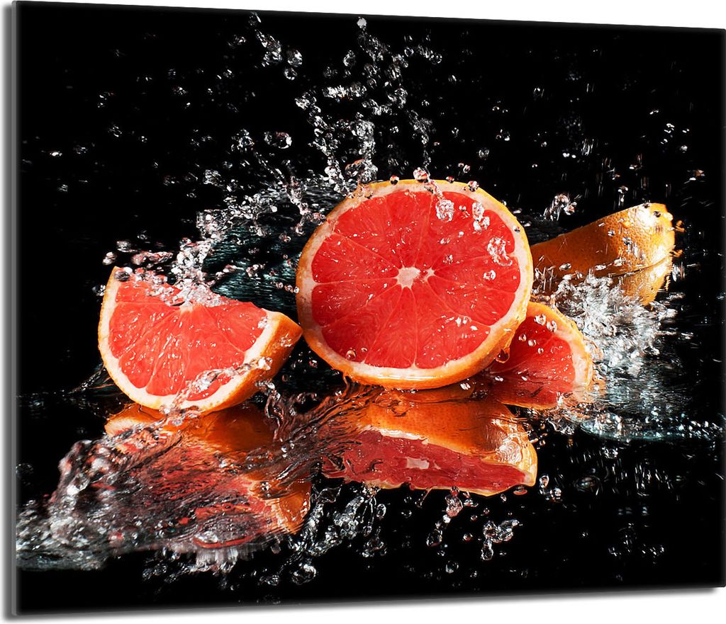 Herdabdeckplatte 60x52 Glaskeramikkochfeld Abdeckung Spritzschutz Glasplatte Deko Schneidebrett, Grapefruit Schwarz